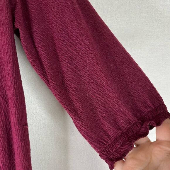 Old Navy Dress Girls Burgundy Wine Crinkle Jersey Lace Trim Swing Dress XL 14 - Picture 5 of 8
